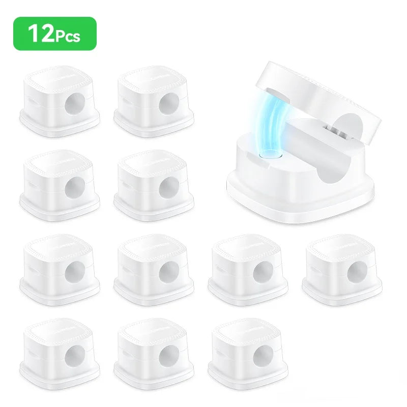 ROCOREN Magnetic Cable Organizer Self Adhesive Wire Holder Under Desk Adjustable Cable Management Wire Keeper Cable Holder Clips 6-30PCS