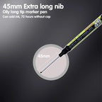 8Pcs 45mm Waterproof Long Head Nib Deep Hole Markers Pen Tile Carpenter Pen Multi-purpose for Woodworking Black/Blue/Red Ink