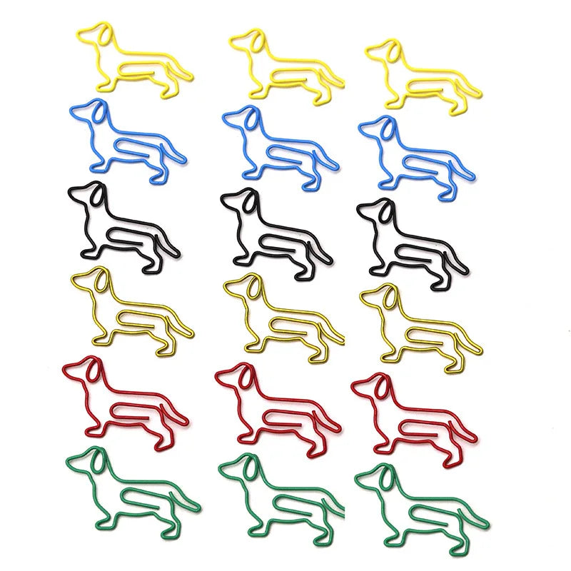 10-100pcs Creative Colorful Dachshund Paper Clips Cartoon Creative Metal Animal Special-shaped Bookmark Clip Paper Clamps