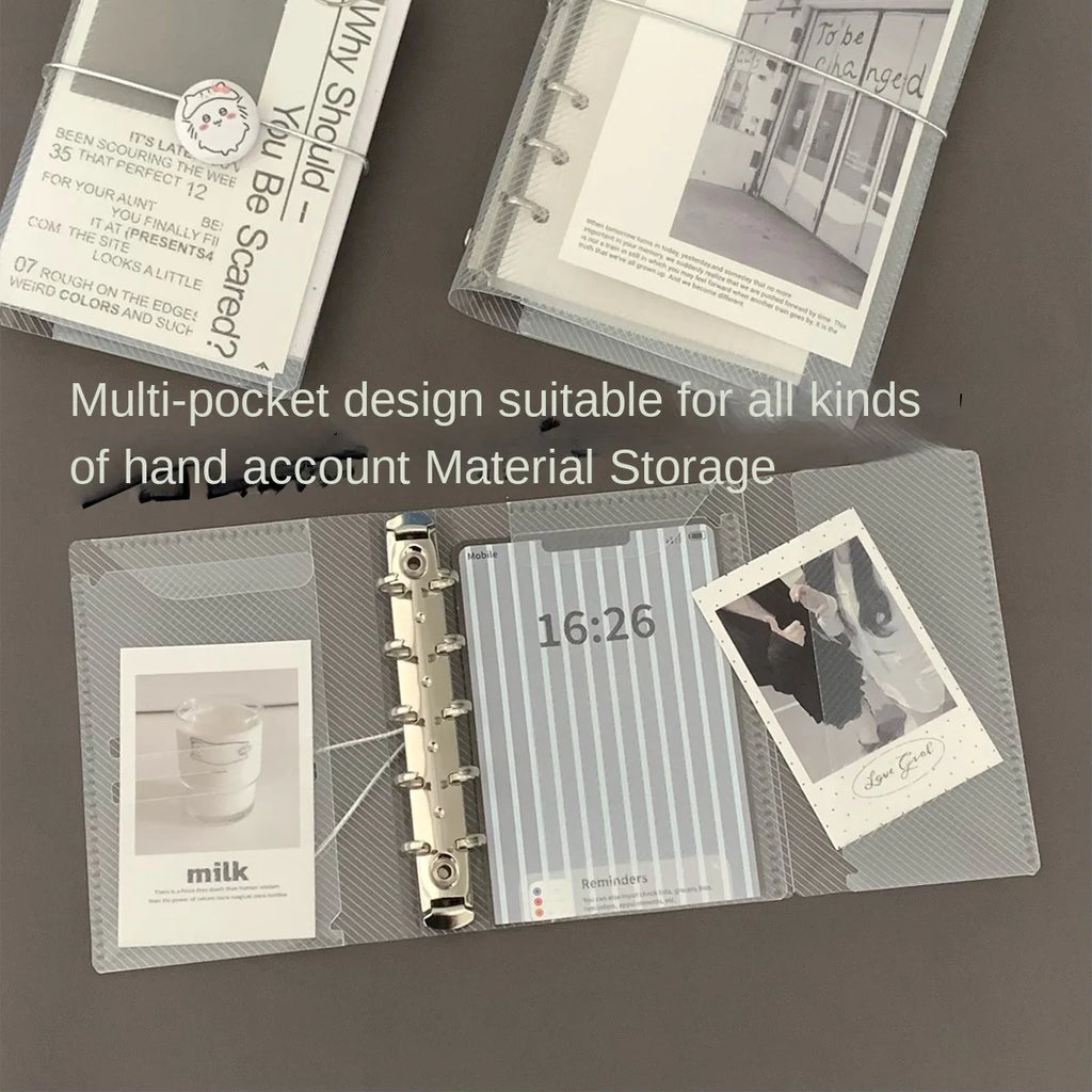 M5 A7 A6 Diagonal PP Three Fold PP Loose Leaf notebook Cover Mini Portable Sticker Small Card Photo Storage Ledger