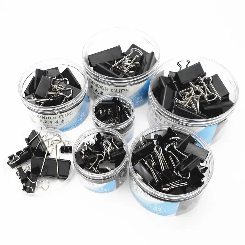 15mm/19mm/25mm/32mm/41mm/51mm Black Metal Binder Clips Long Tail Clip Folder Bookmark Paper Ticket Clip