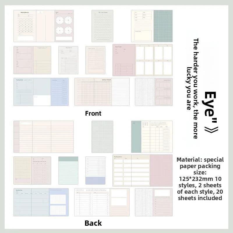 A7M5 Two Size 20Sheets Loose Leaf Inner Page Notebook Refill Spiral Weekly Monthly To Do Inside Paper Stationery