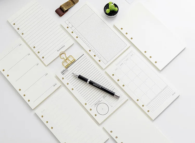 A6 40Sheets Loose Leaf Notebook Refill Spiral Binder Inner Page Grid Blank Line Diary Agenda PlannerSchool Stationery