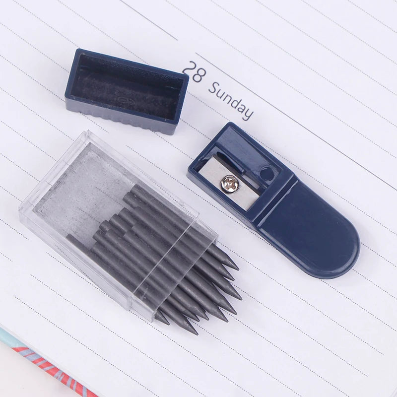 1 Set Mine Compas Pointer Sharpener Pencil Lead Stationery Compass Core With 2mm Manual Office Portable Storage