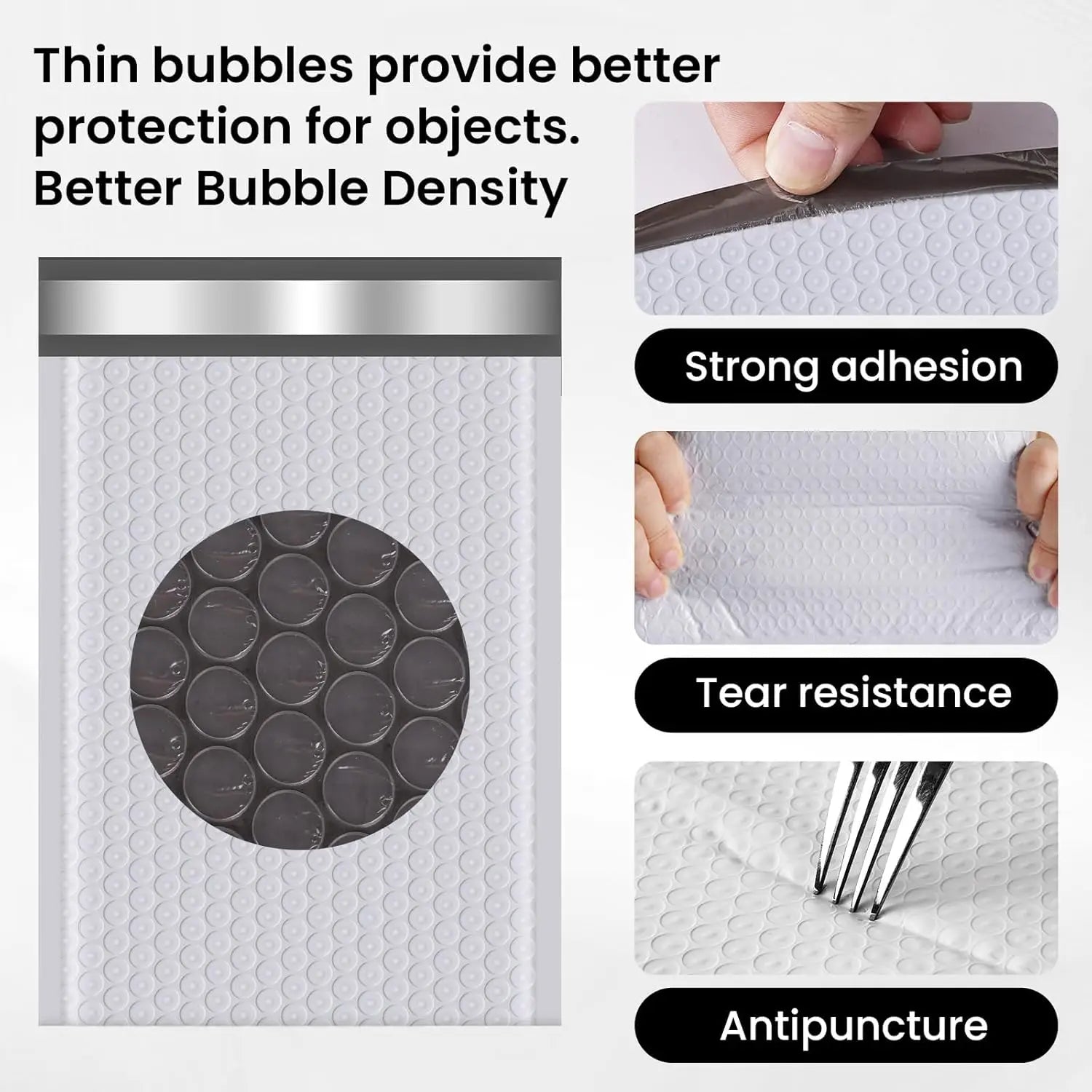10pcs White Waterproof Bubble Mailers Protective Padded Poly Envelopes Self Seal Mailing Bags for Fragile Items Cosmetic Samples