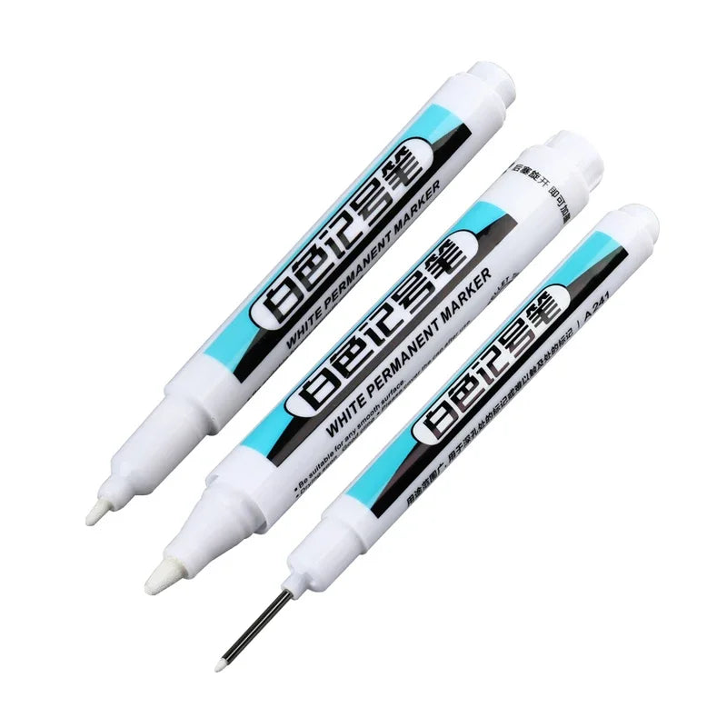 1/3Pcs White Permanent Marker Pens 0.7/1.0/2.5MM Paint Markers For Wood Rock Plastic Leather Glass Stone Metal Art Supplies