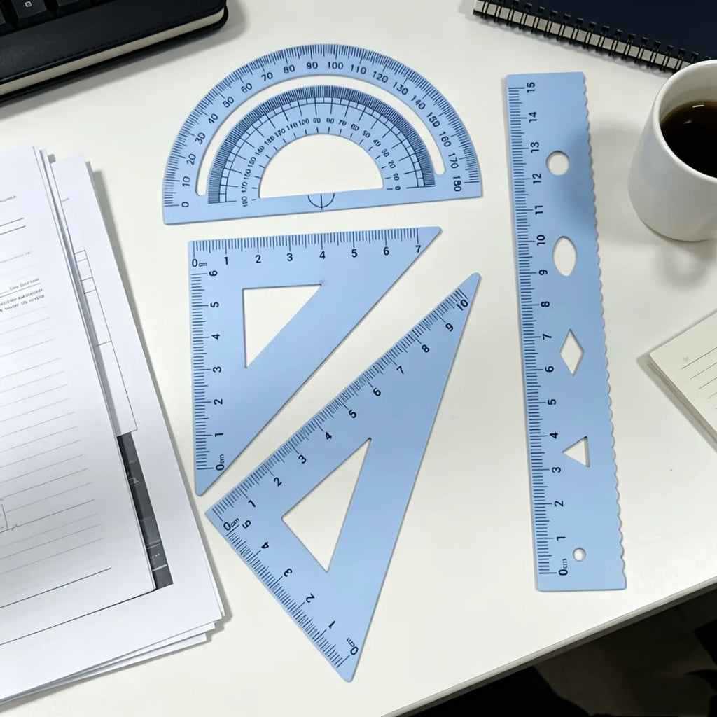 Multi functional geometric ruler set, protractor, triangle ruler, ruler, manual measurement and drawing tool