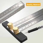 Precision Marking T-Rule, Stainless Steel T Type Hole Ruler Scribing Gauge Marking Measuring Tool Woodwork  200mm/300mm/400mm