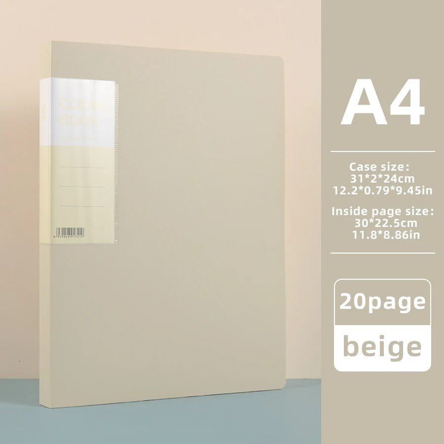Hot Classic Style 20/30/40/60 Pages Thick Side-in Type Display Book Waterproof Large Specifications Test Paper Storage Folder