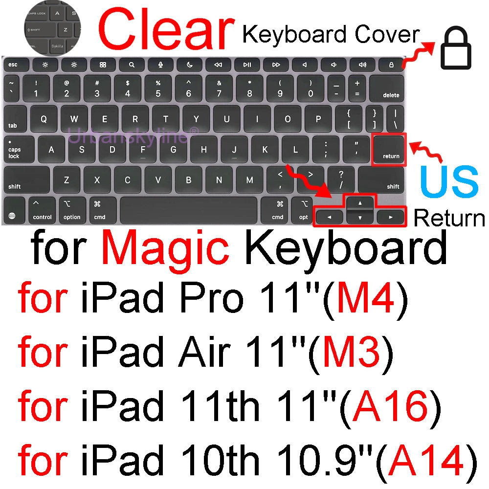 Keyboard Cover for iPad Pro 13 M4 12.9 Magic Keyboard Air 11 M3 10 10.5 10.9 M2 M1 Smart Case Folio Silicone Protector Skin TPU