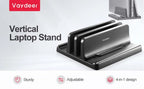 Dual-Slot Vertical Laptop Stand Holder Adjustable Double Desktop Notebook Dock Space-Saving for MacBook HP Dell Chrome Book iPad
