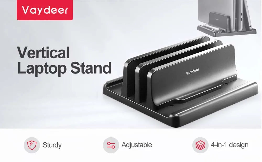 Dual-Slot Vertical Laptop Stand Holder Adjustable Double Desktop Notebook Dock Space-Saving for MacBook HP Dell Chrome Book iPad