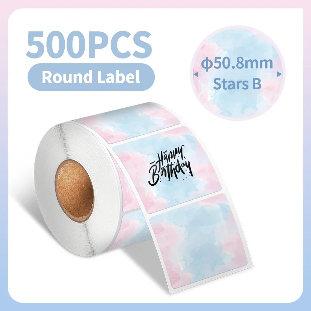 500-1000 Pcs Phomemo Thermal Label Paper Round Sticker Waterproof Label for Gift Kids Stickers School Supplies for 241 Printer
