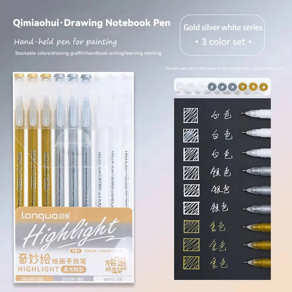 Languo 207/180/27/9 colors Multi-Color Handbook Pen 0.5mm Morandi Color Gel Pen Student Writing Painting Drawing Marker Pens Set