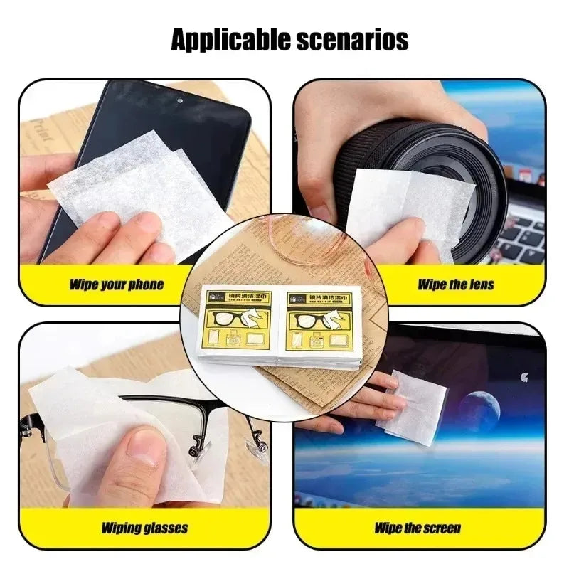 200-10Pcs/Box Glasses Cleaner Wet Wipe Disposable Anti Fog Misting Dust Remover Cleaning Lens Wipes Sunglasses Phone Screen