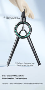 Press Student Compass Geometry Set Precision Digital Display Compass for Students Circle Drawing Gauge Tool Exam School Supplies
