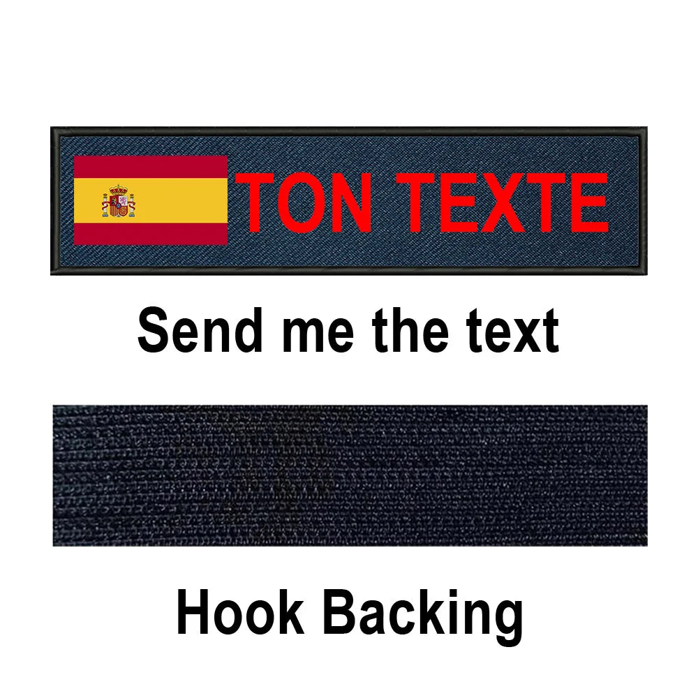 Custom Spain Flag Patch Tactical Patches Personalized Name Stripes Badge Tags Chevrons Armband Hook Loop For Military Backpack