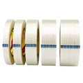 25m Striped Fiber Tape Transparent Single Side Adhesive Fiberglass Tape Insulation Wrap for Lithium Battery Pack Packaging Fixed
