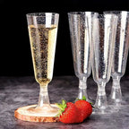 JUSTINLAU 25/50/100pcs Disposable Cups Clear Plastic Champagne Flutes Bar Cups Toasting Glasses for Weddings Party Cocktail Cups