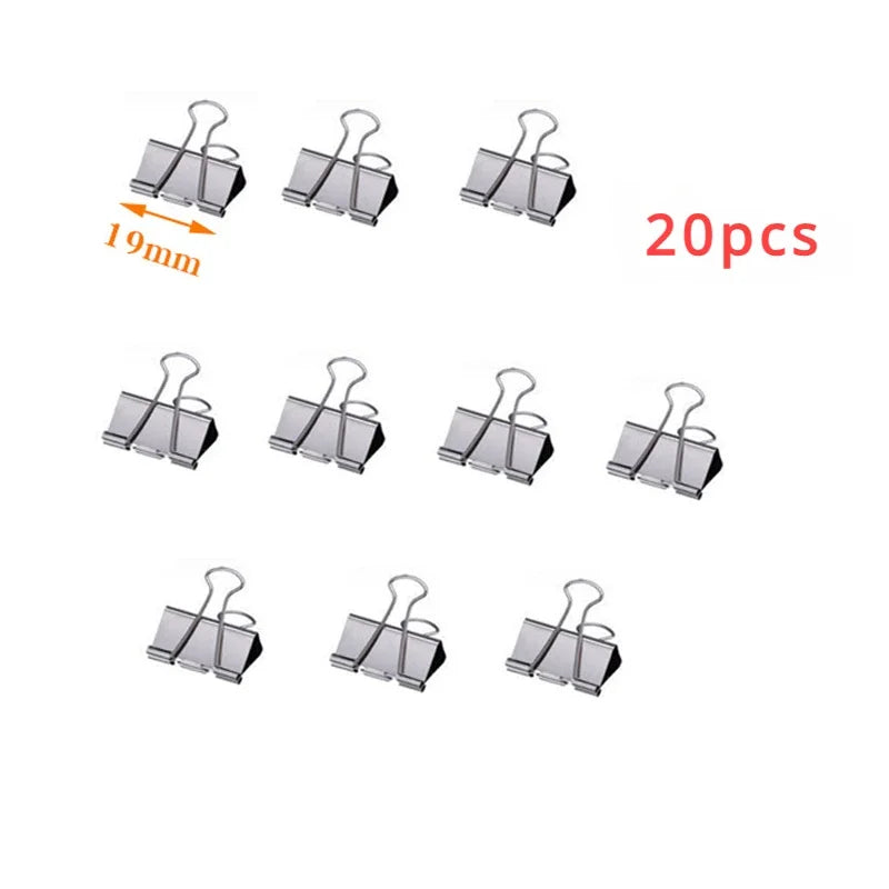5-30Pcs Binder Clips File Metal Paper Clips Silvery Paper Clip Clamp 15/19/32/40/50mm Stationery Clip Office School Supplies