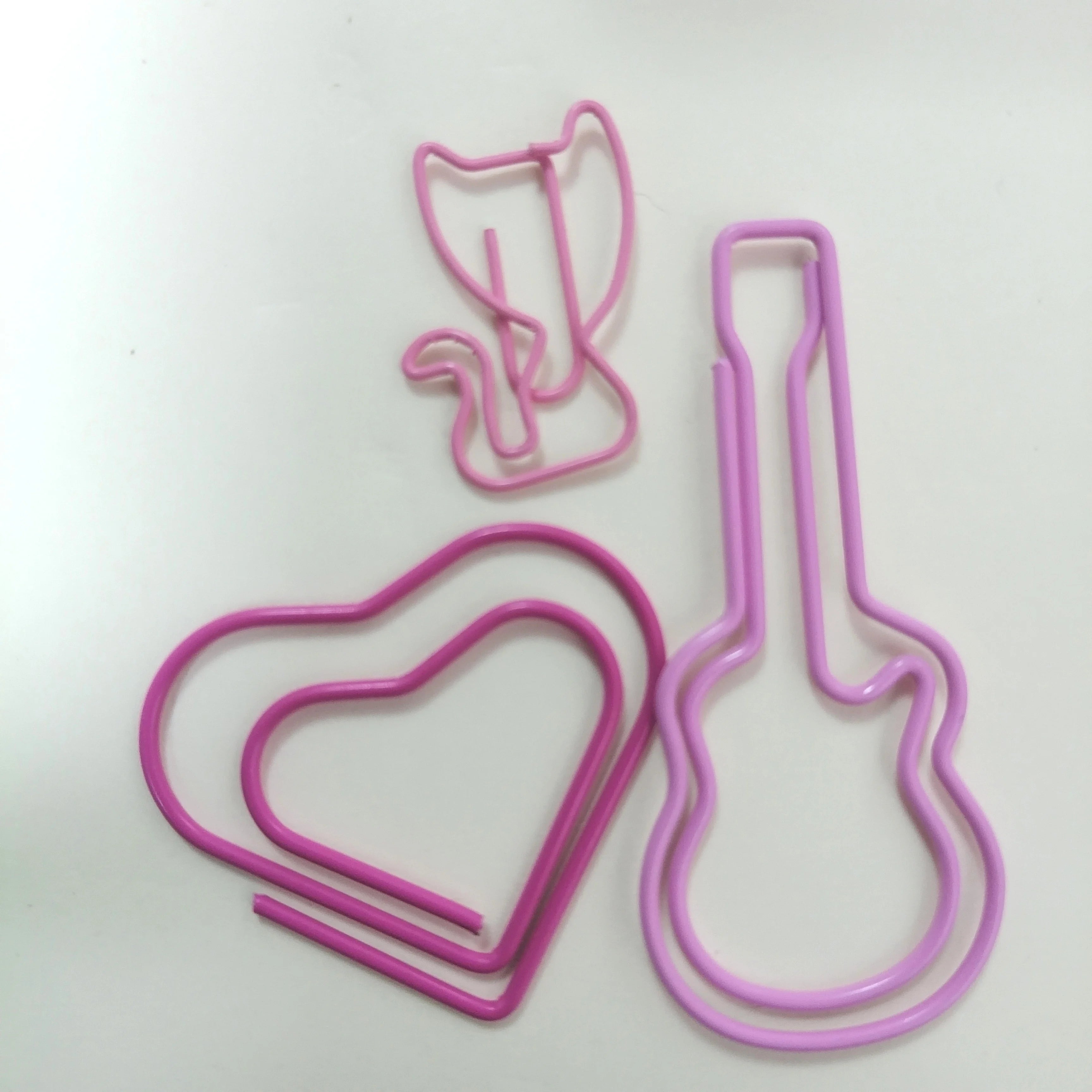 10pcs/lot Pink Series Kawaii Animal Cat Heart Shape Paper Clip Metal Bookmark Decorative Memo Clips Stationery