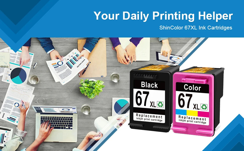 ShinColor Compatible 67XL Ink Cartridges for HP67XL for HP Deskjet 2700 Ink Cartridge for Envy Series 4200 6020 6030 6400 6430