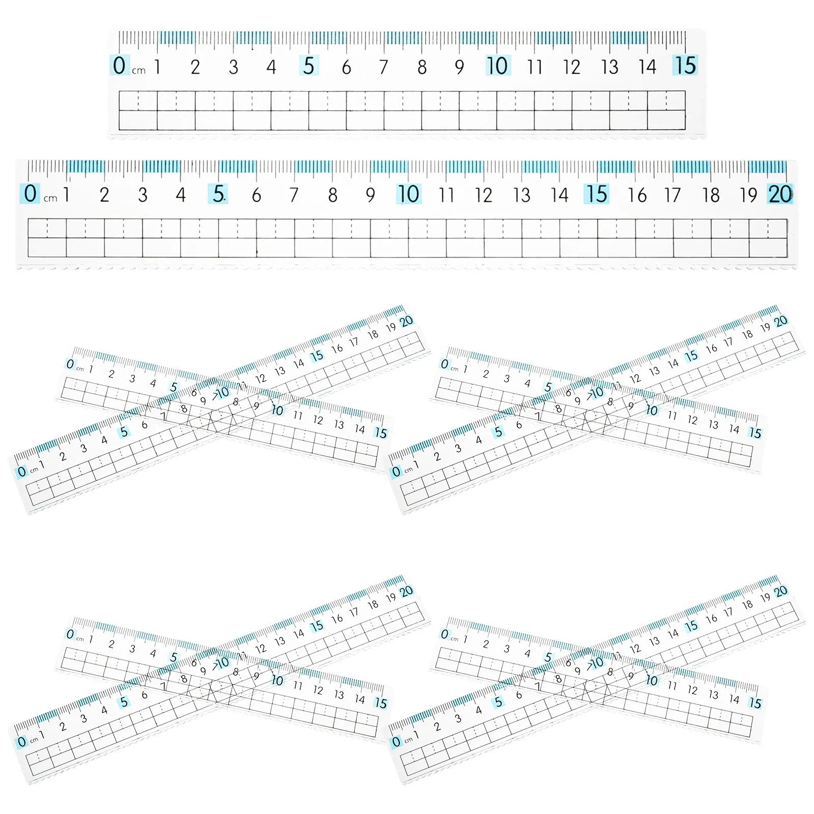 10Pcs Flexible Plastic Rulers Clear Metric 15Cm 20Cm Transparent Straight Ruler Anti-Myopia School Drawing Measuring