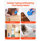 SucceBuy 1.5in Core 6 Rolls Clear Packing Tape with Dispenser 2.7 Mil Shipping Tape Designed for Moving Boxes Storage Mailing