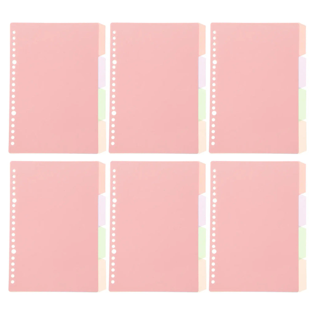 6Sets Colorful Plastic Binder Dividers with Tabs for Loose Leaf Notebooks Lever Arch Files Office School Home Organization