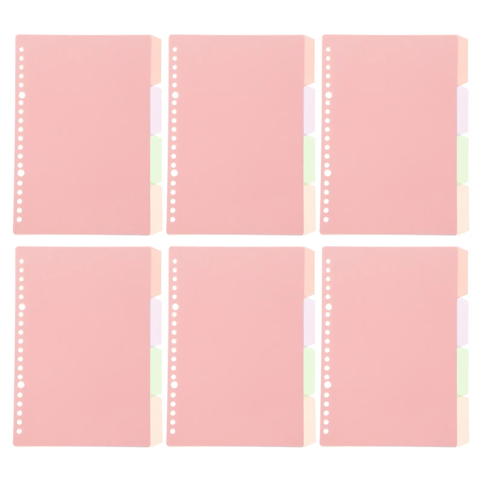 6Sets Colorful Plastic Binder Dividers with Tabs for Loose Leaf Notebooks Lever Arch Files Office School Home Organization