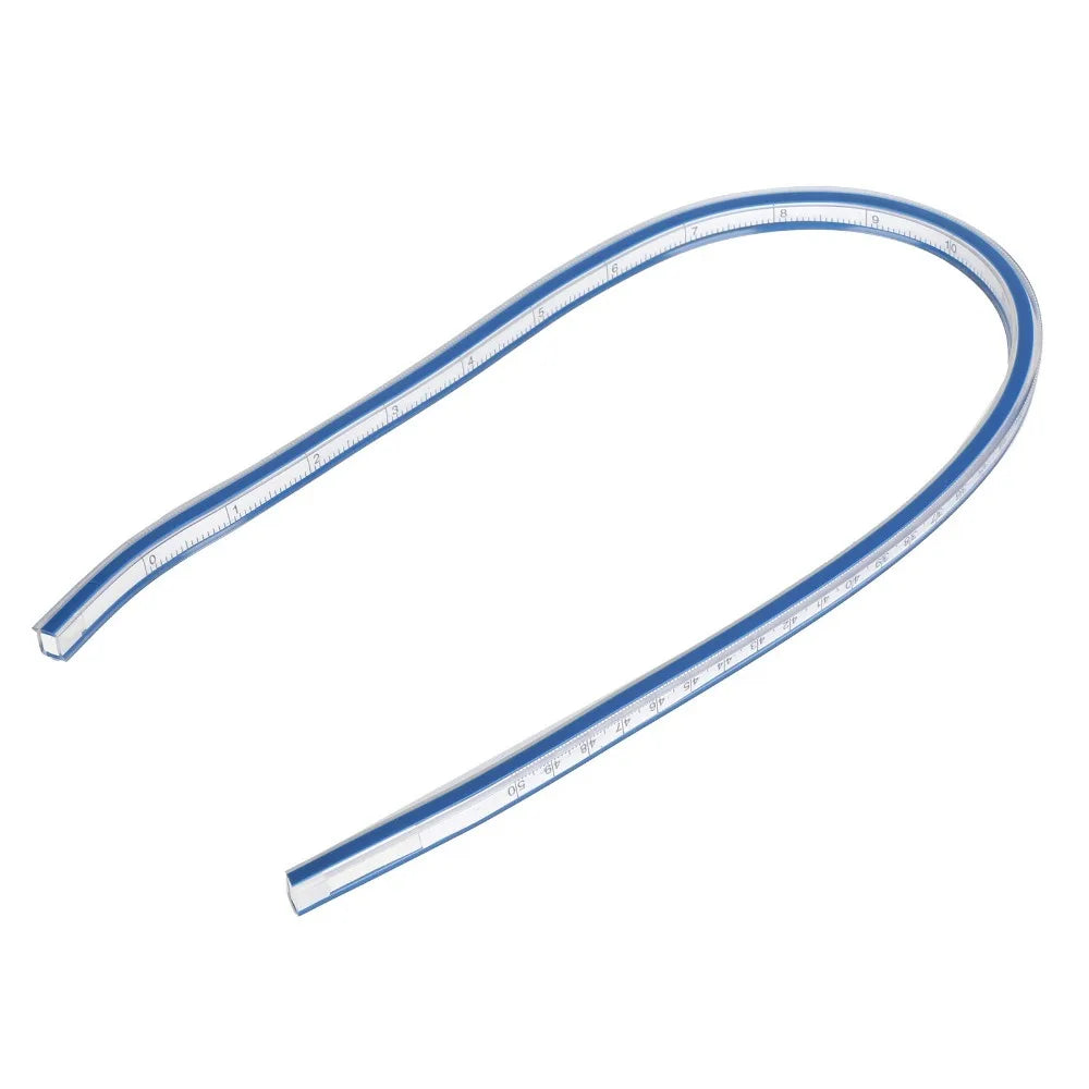 Durable Bendable Flexible Curve Ruler Double Side Graduated Plastic Metric Ruler Blue White Soft Measuring Tool Sewing
