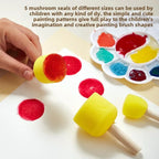 10 Pcs Set Wooden Handle Mushroom Head Sponge Brush Children DIY Painting Sponge Seal Set Paint Graffiti Create Unique Art Brush