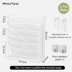 5 Pocket Mesh Hanging Wall File Organizer, Wall Mounted Mail Paper Document Folder Holder,Magazine Rack for Office Home School.