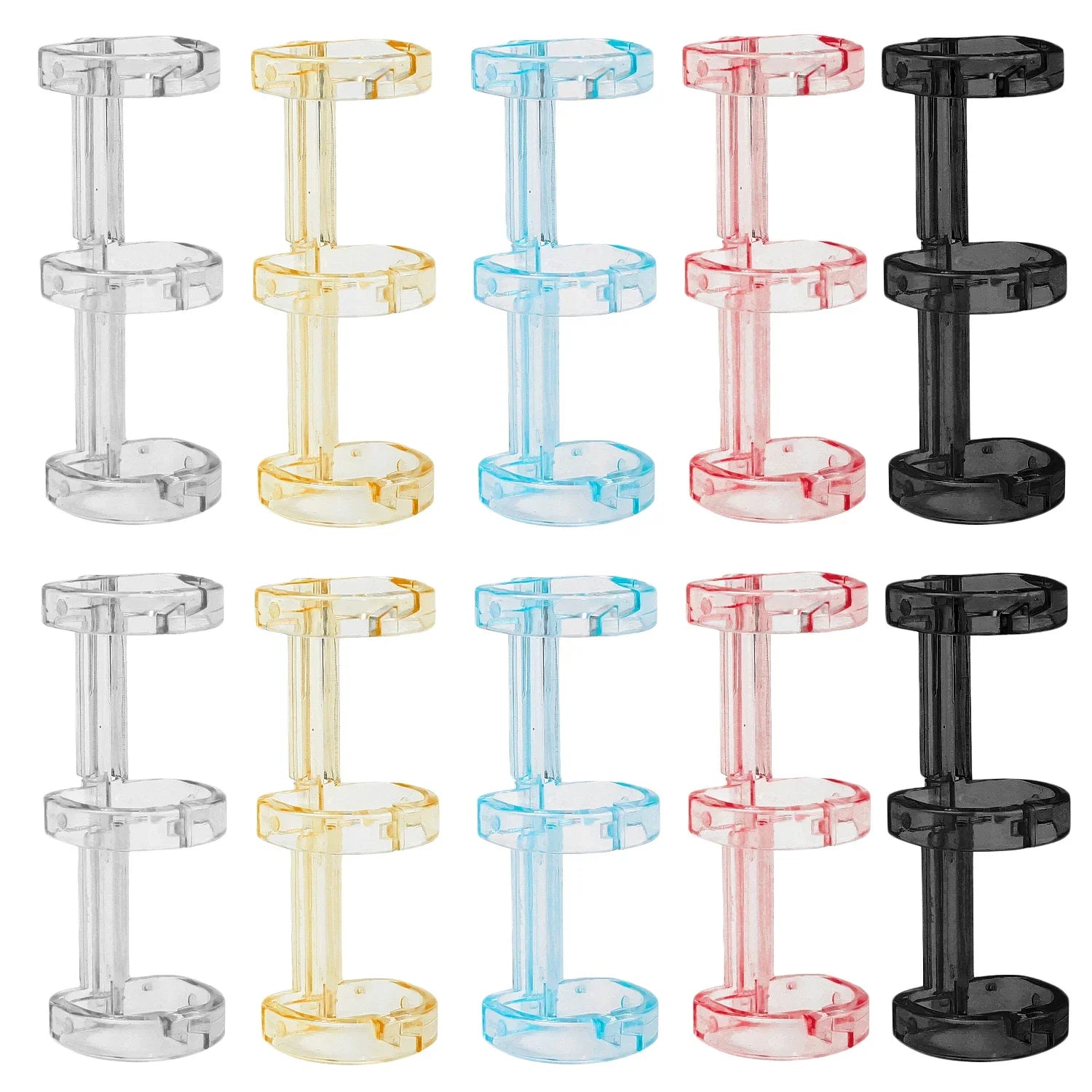 Loose Leaf Binders 5 Colors 3-hole Book Rings Translucent Binding Spines Combs Snap Split for DIY Diary Scrapbook School Supply