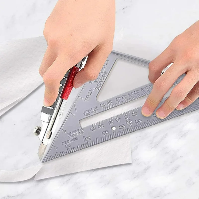 Triangle Ruler Measurement Tool Aluminium Alloy Carpenter Set Square Angle Woodworking Tools Try Square Triangular Metric