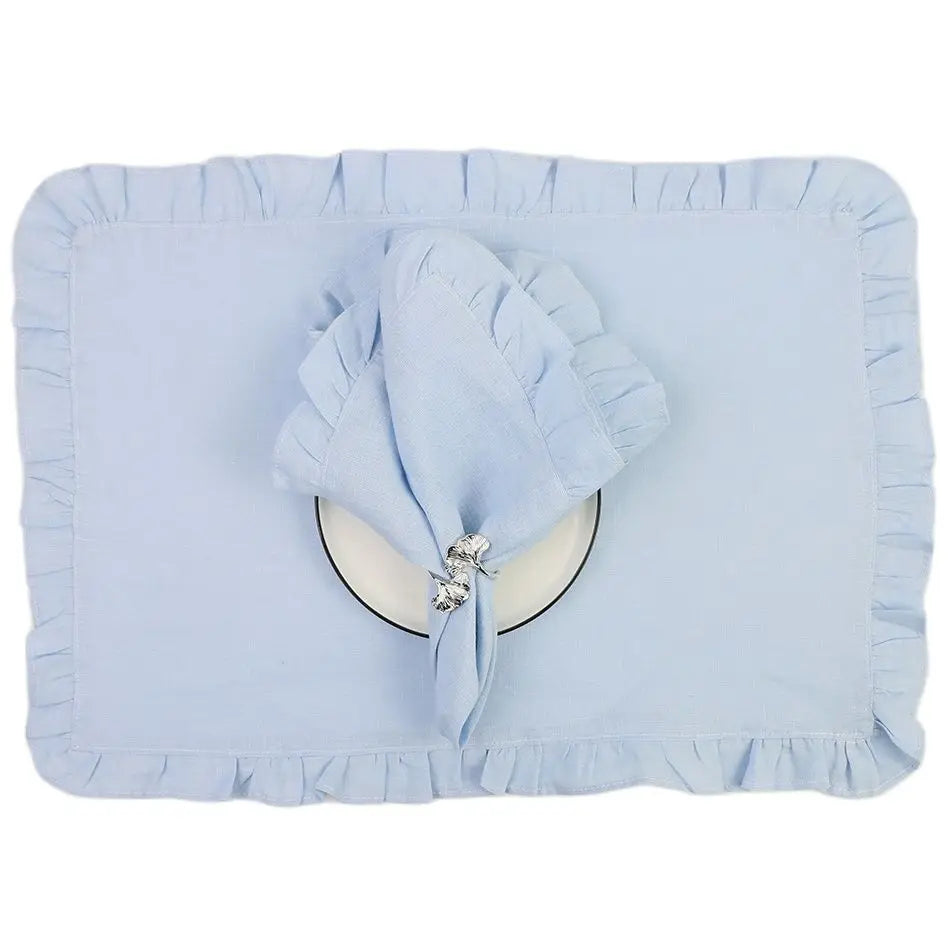 1 Pcs 100% Linen Napkins Wedding Dinner Solid Color Flounce Placemats Ruffle Edge Classical Custom Home Table Napkin
