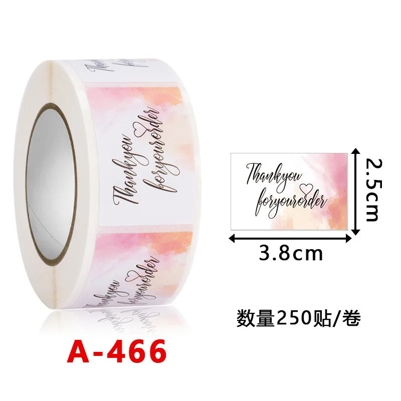 250Pcs Rectangle Thank You for Your Order Stickers Labels for Small Business Decor Sticker Stationery Supply 2.5*3.8cm