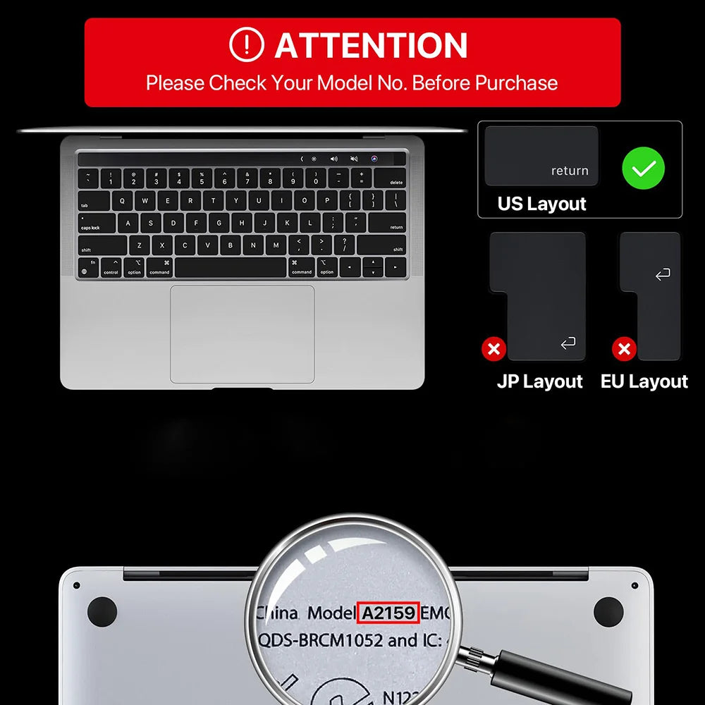 Clear Keyboard Cover For MacBook Air13.6 M4 A3240 2025 M3 M2 Pro 13" Air13 A2179 A2337 A1369 A1466 Air 15.3 M4 A3241 A3114 A2941