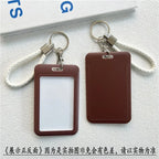 1Pc Solid Color Student Bus ID Card Protective Cover Keyring School Access Door Card Credit Card Holder Bag Set Key Chain