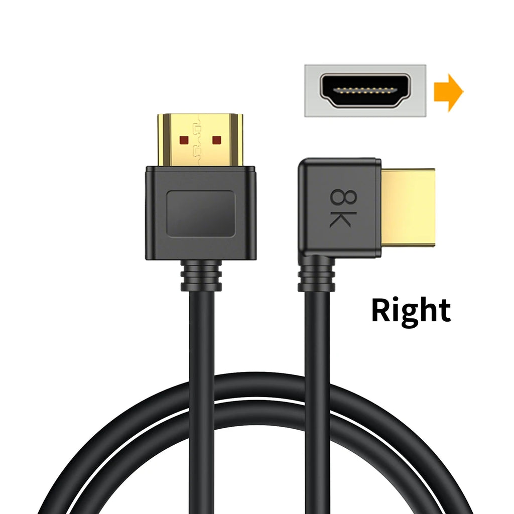 8K HDMI-compatible Cable 2.1 High Speed 48Gbps 8K@60Hz 4K@240Hz HDCP HDR 90 Degree Bend HD Cord  for PS5 PC Gaming Monitor HDTV