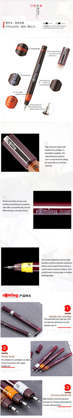 1pc rOtring Isograph Needle Pen 0.1-0.8mm Repeated replacement nib Addable Ink hook line pen Hand-painted/ Drawing Pen