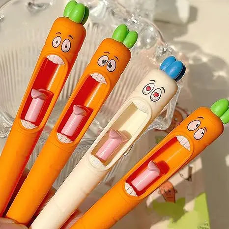 4 Pcs Kawaii Carrot Tongue Gel Pen Set 0.5mm Fine Point Black Ink Cute Writing Pens for Easter Basket Office Decorations & Stuffers