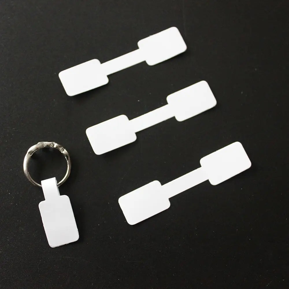 White Jewelry Sticky Necklace Stickers Display Tags Paper Price Labels Hang Size Ring Sticker