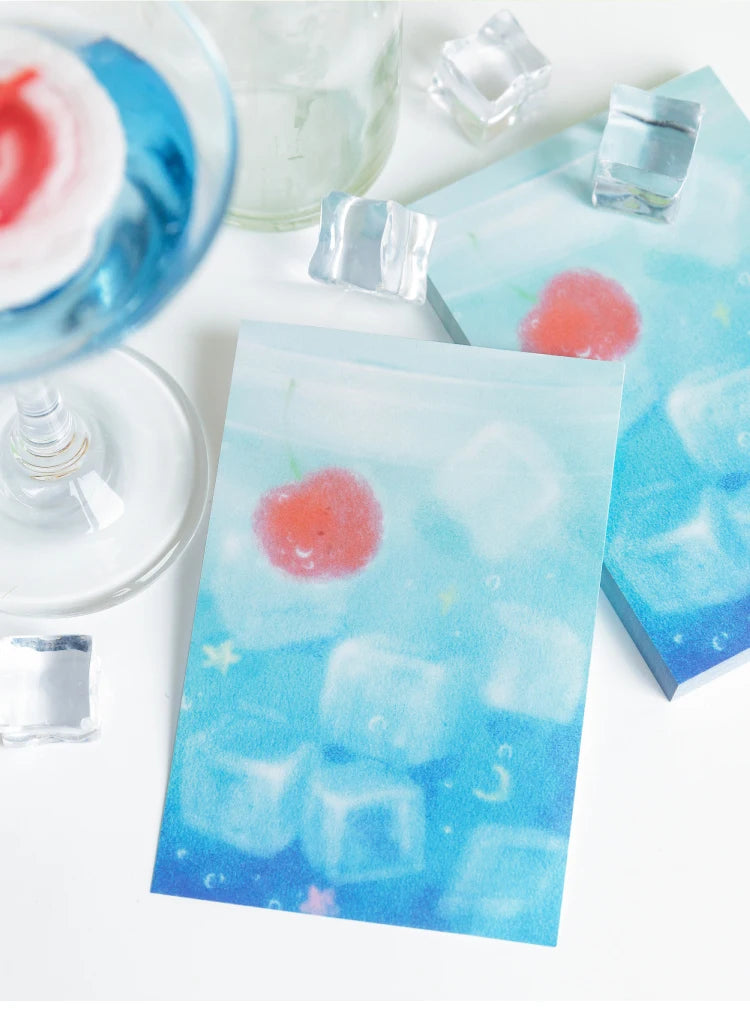 80sheets Summer Dessert Retro Ins Colorful Lead Fruit Painting Message Notes DIY Scrapbook Diary Material Aesthetics Craft Paper