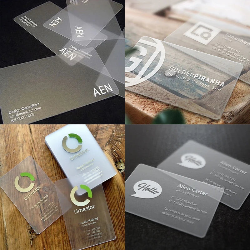 Custom Transparent PVC Business Cards White Ink Print Thank You Cards One Side Print Free Design Round Corner Office Supplies