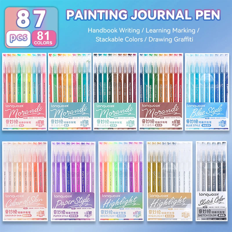 105Color Hand Account Gel Pen Languo Morandi Retro Pen Large-Capacity Color Handbook Pen For Student Painting Graffiti Writting