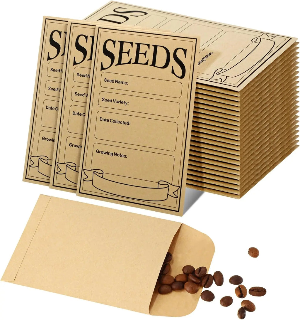 50/100/150 Pcs Seed Envelopes Resealable Seed Packets 3.15 X 4.72 Inch Secure Tiny Seal Saving Envelopes (Brown) For Gardening