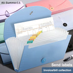 【Wq0】【MA3】13 Pockets Expanding File Folder Accordion Document Organizer Check Receipts Bill Card Ticket Holder PP Wallet Case