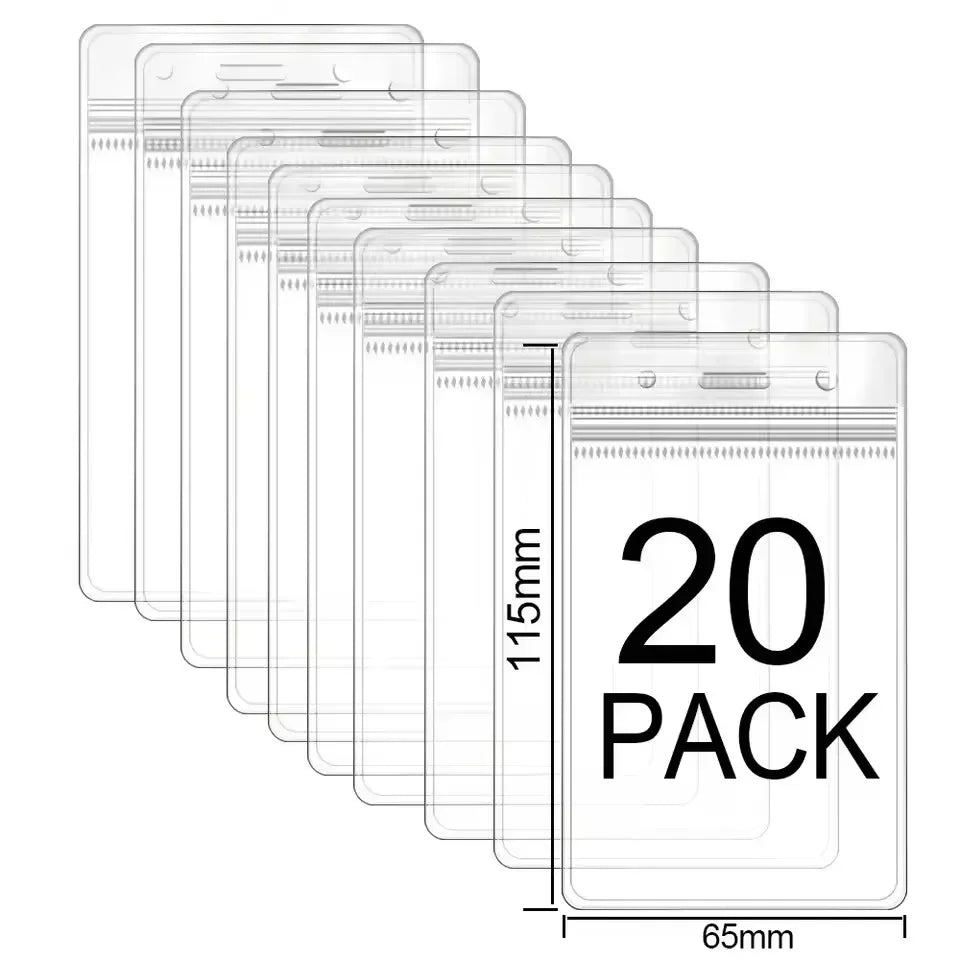 50/20/10PCS Transparent Name ID Badge Holder Waterproof Thick Vertical Business Card Holder Protectors with Resealable Zip