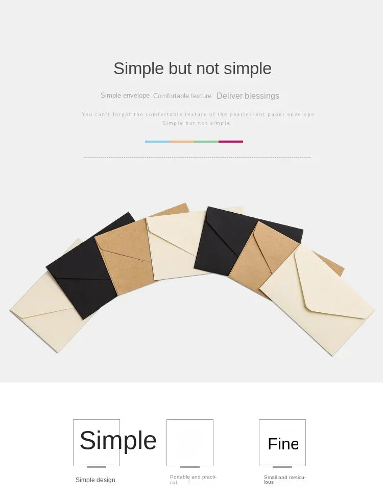 20/40/80PCS Classical White Black Kraft Blank Mini Paper Window Envelopes Wedding Invitation Envelope Gift Envelope
